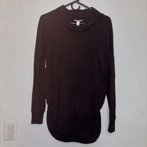Ingrid & Isabel Maternity Long Sleeve Shirt Womens Size M Black Ruched Soft .